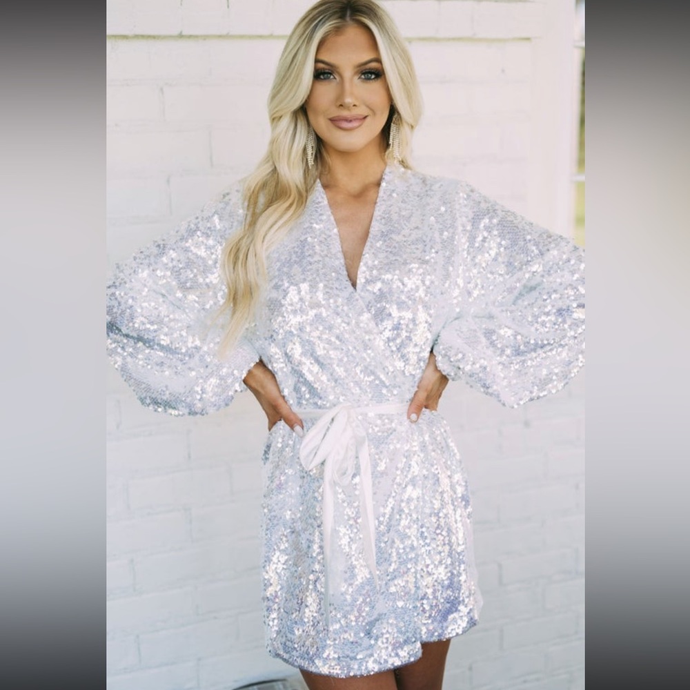 These Three Boutique Holland Sequin Dress White